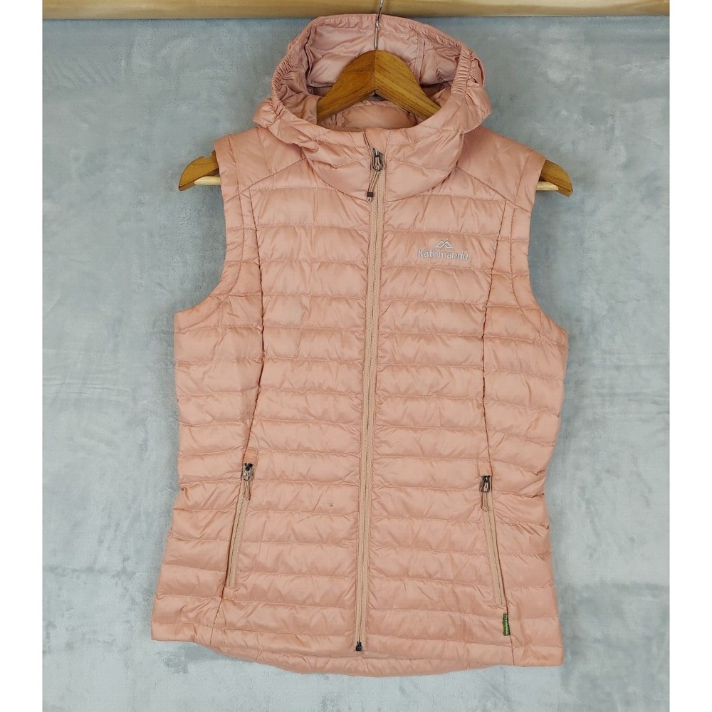 KATHMANDU Youth Puffer Vest Size 10 600 Fill Power Pink Hooded Vest Sleeveless